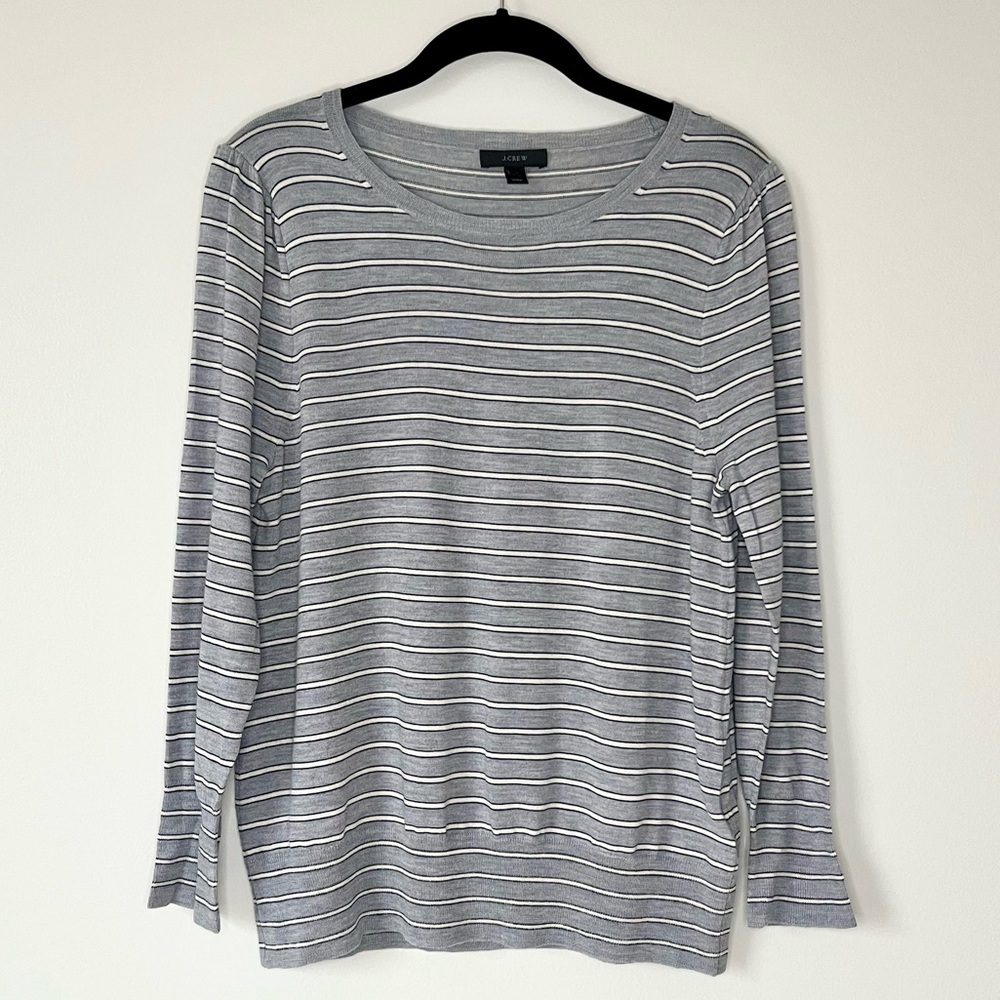 J.Crew Merino Wool Striped Crew Neck Sweater